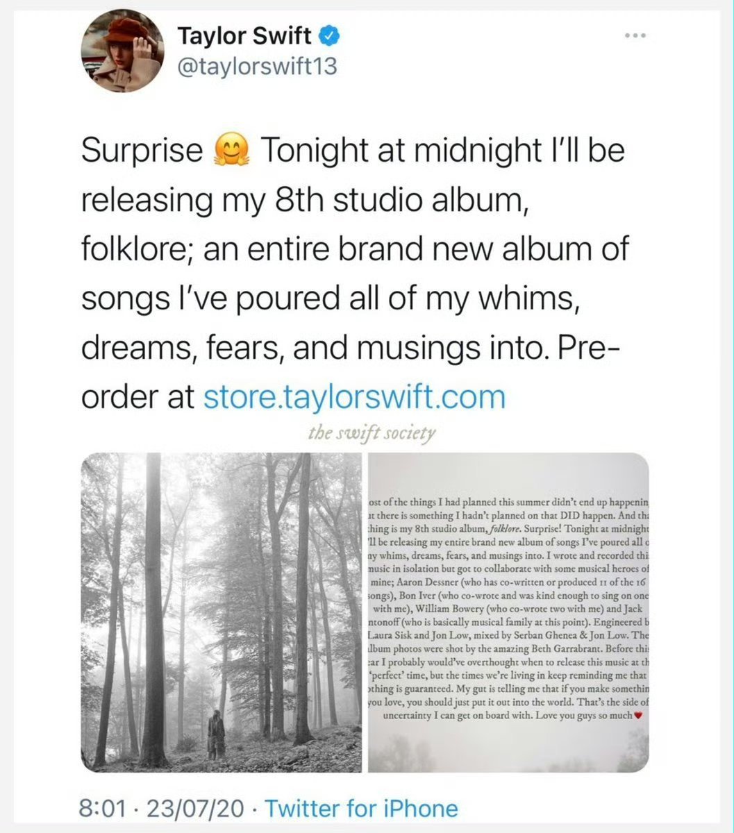 【⌛️音乐时光机】六年前的今天， Taylor Swift 惊喜官宣她的第八张录