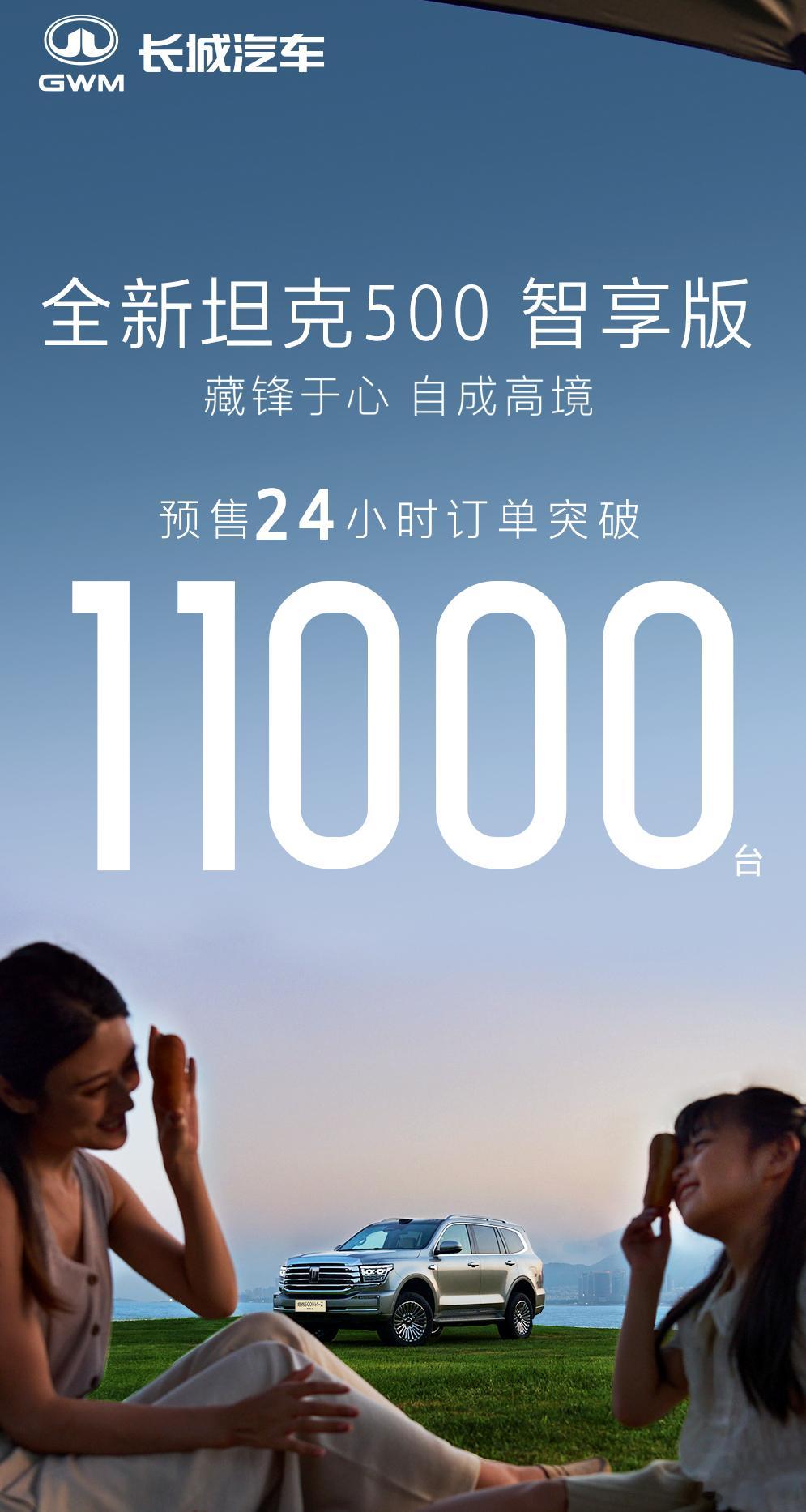 24小时订单突破11000单坦克500这个预售成绩如何？坦克500上新了全新坦克