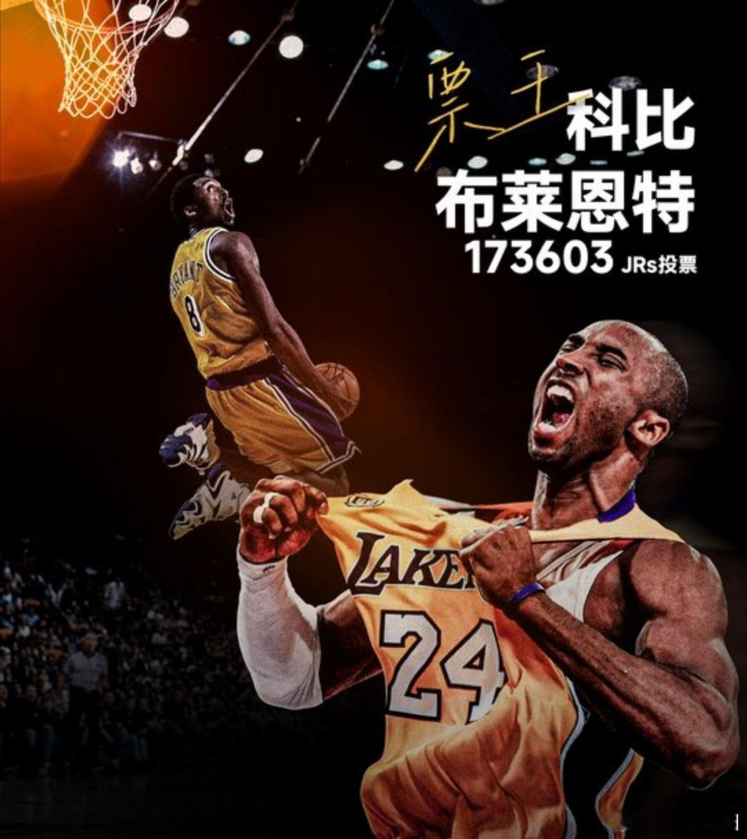 紫金队魂！科比以173603票当选JRs评选的湖人队史最佳球员近期开启全新系列评
