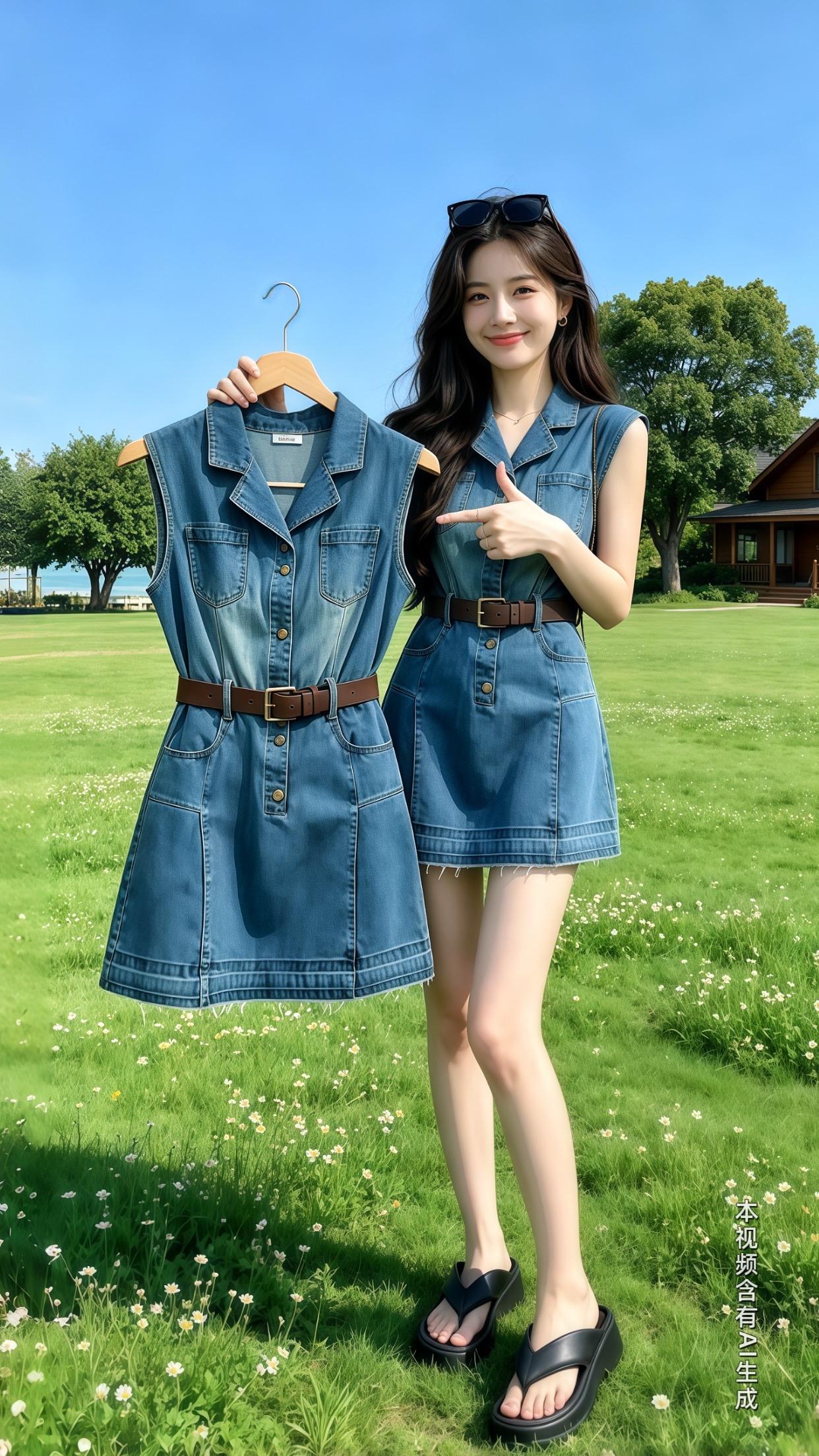 把清爽的夏天穿在身上🌿。经典蓝调牛仔永远不会过时，简约无袖版型，告别...