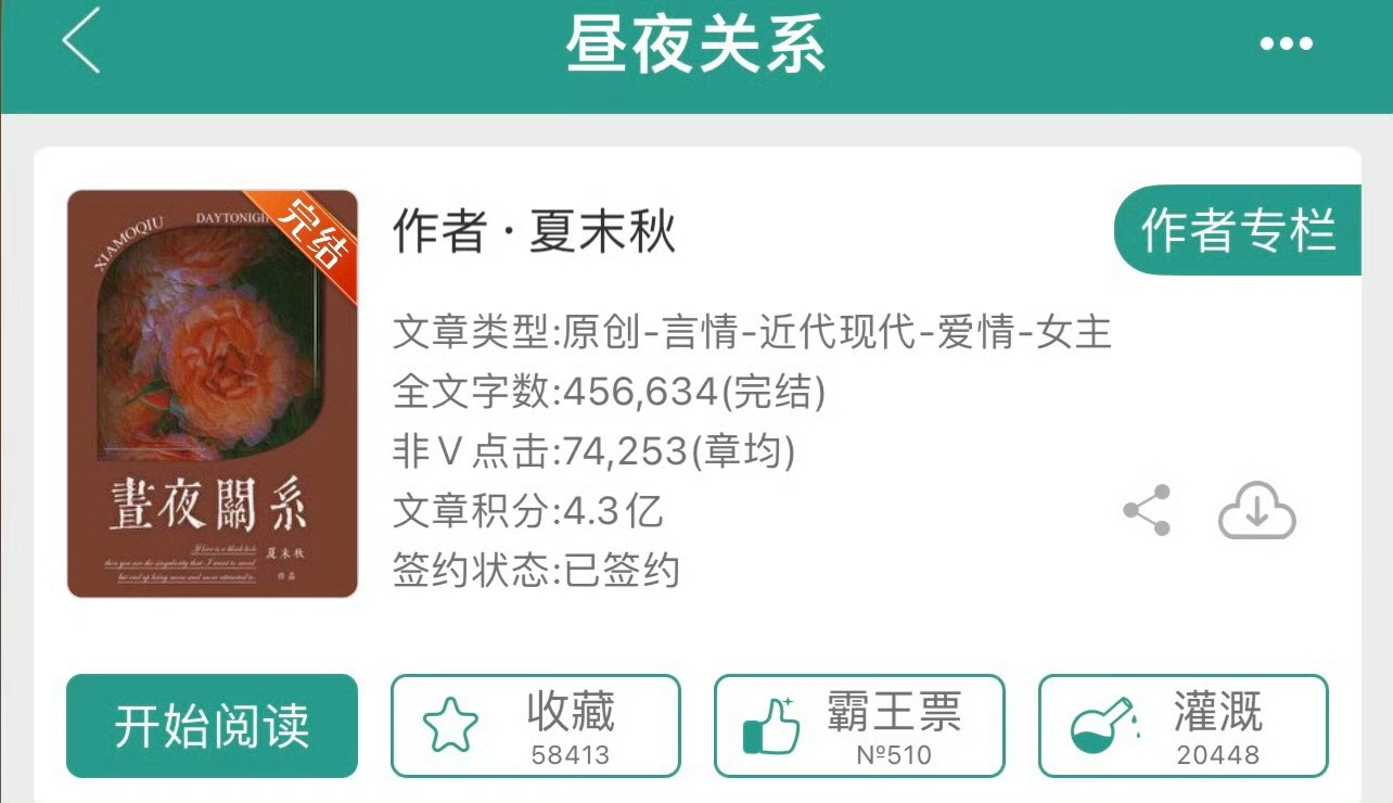 小说推荐：《昼夜关系》作者:夏末秋简评：聪明清醒女主vs腹黑高冷男主，成年男女，