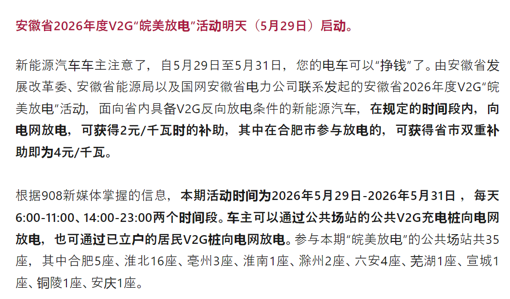 安徽的电车车主注意了如果你上班的地方离这些站点比较近恭喜你，你的车已经能帮你赚钱