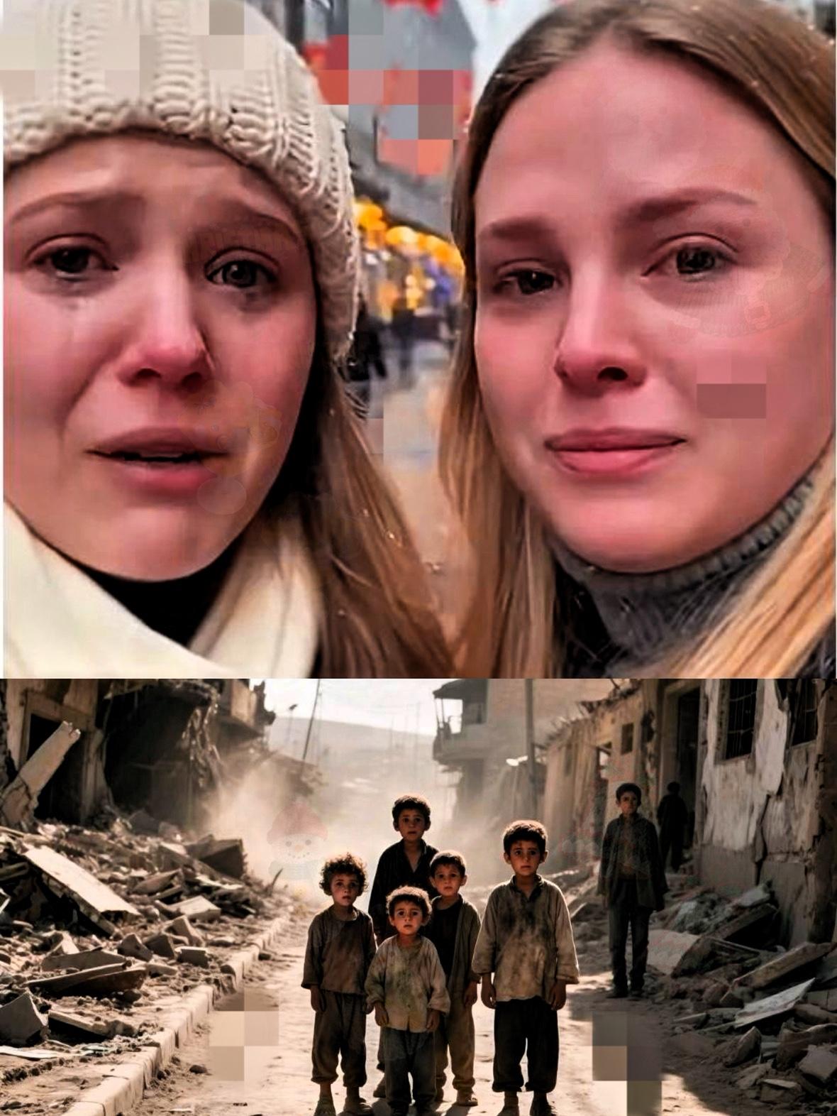 两位乌克兰美女在大街上对着镜头用中文哭诉着说，因为战争，我们来到中国，家人都不在