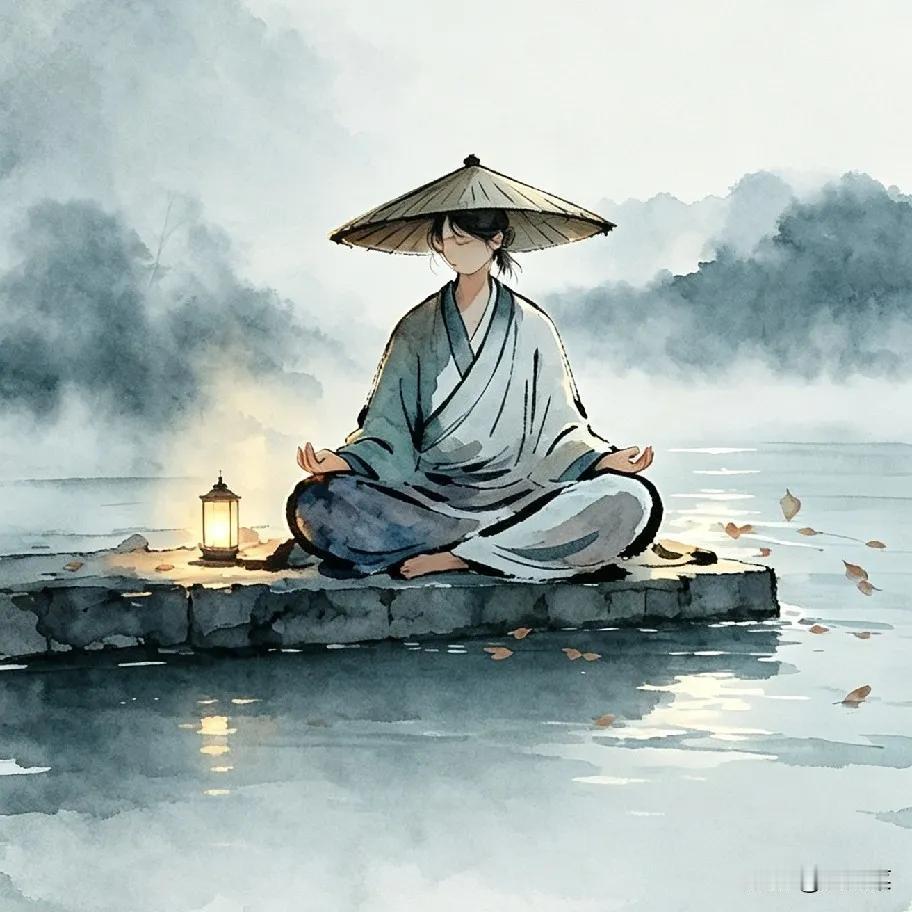 这是在水中木板上练功还是坐禅，本人搞不清楚，愿饱学之士不吝赐教。