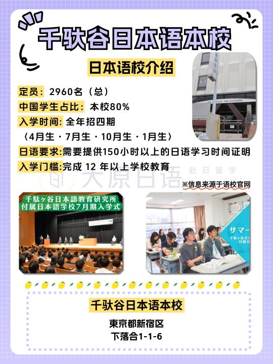 【日本语校大宝鉴】千驮谷日本语本校✨