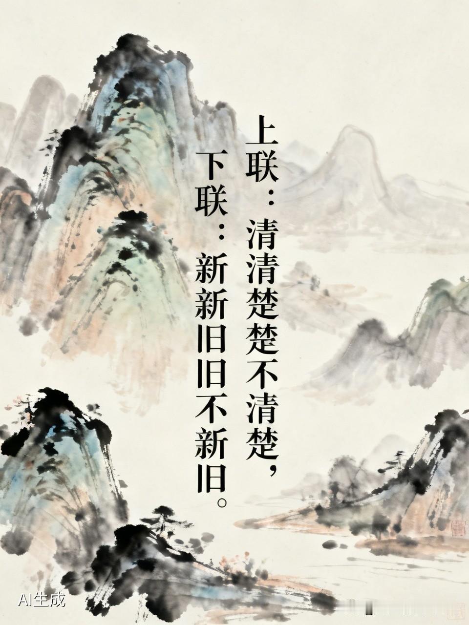 上联：清清楚楚不清楚，求下联？新新旧旧不新旧