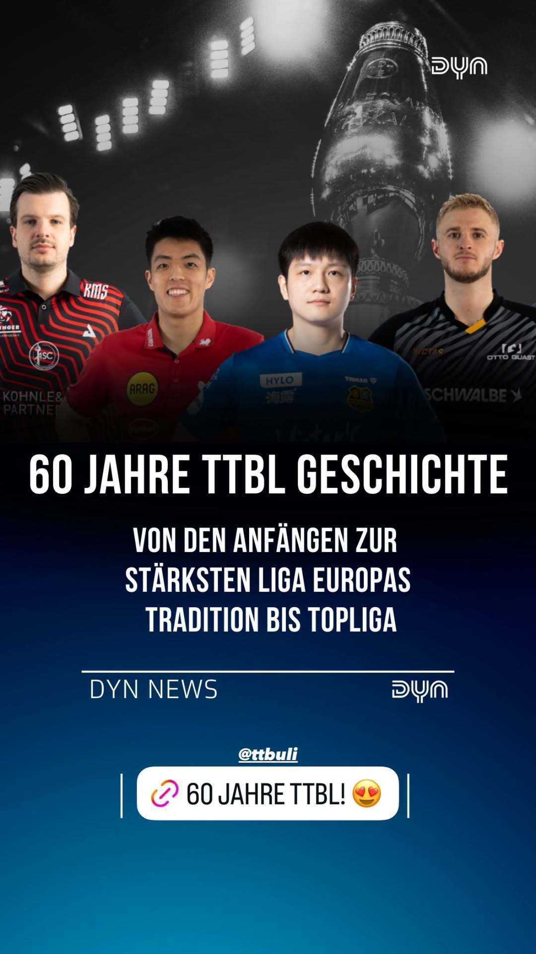 樊振东闪耀德甲60周年海报樊振东闪耀德甲60周年纪念海报，稳居核心位置尽显排面，