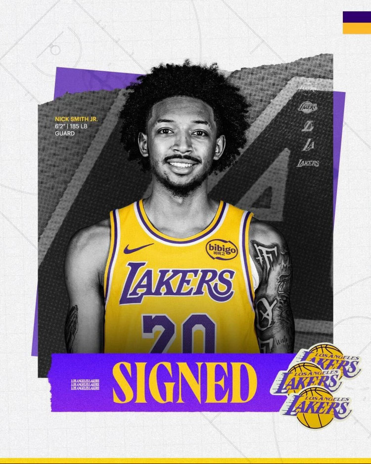 #湖人转正尼克史密斯#￼官方宣布正式与此前的双向合同后卫小尼克·史密斯￼签下正式