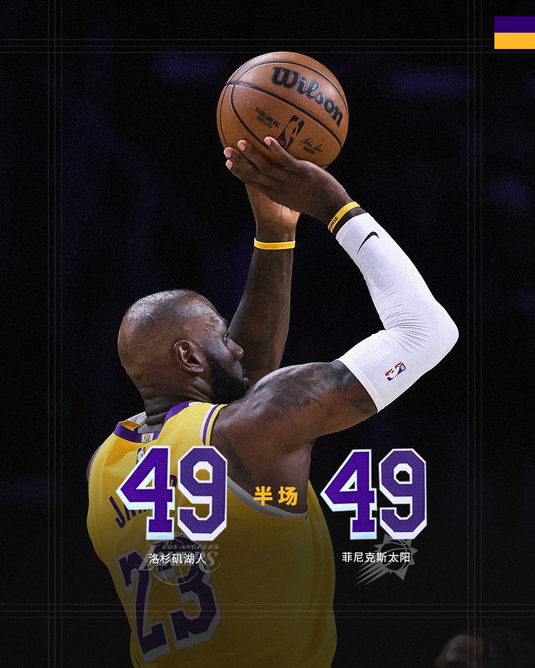 「湖人vs太阳  | 半场🔚」湖人4️⃣9️⃣ - 4️⃣9️⃣太阳湖人国度