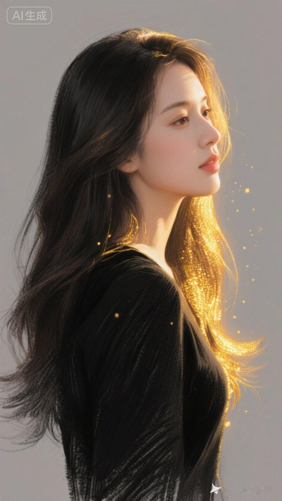 梦幻黑纱下的金光少女，唯美动人