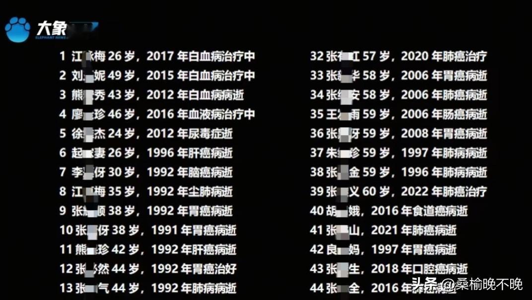触目惊心啊！这两张图上都是武汉市新洲区黄土坡村先后罹患癌症和白血病的村民名单，总