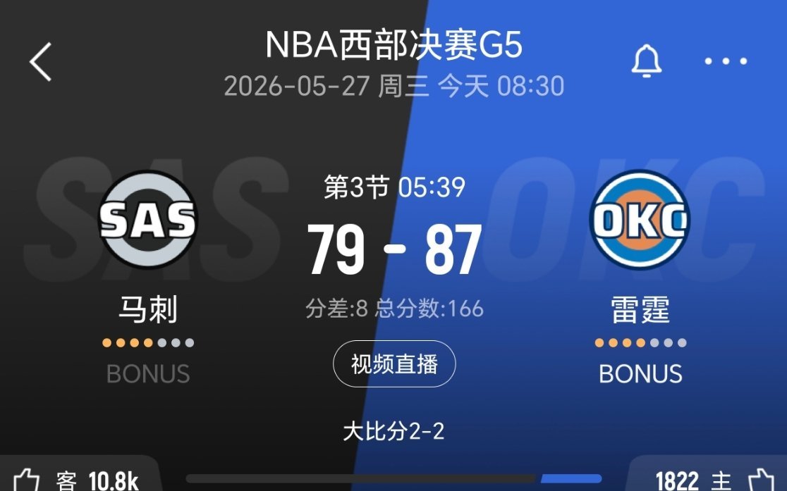 马刺追到8分！米奇调整速度比戴勒姆波特还是慢了一拍。nba季后赛马刺vs雷霆