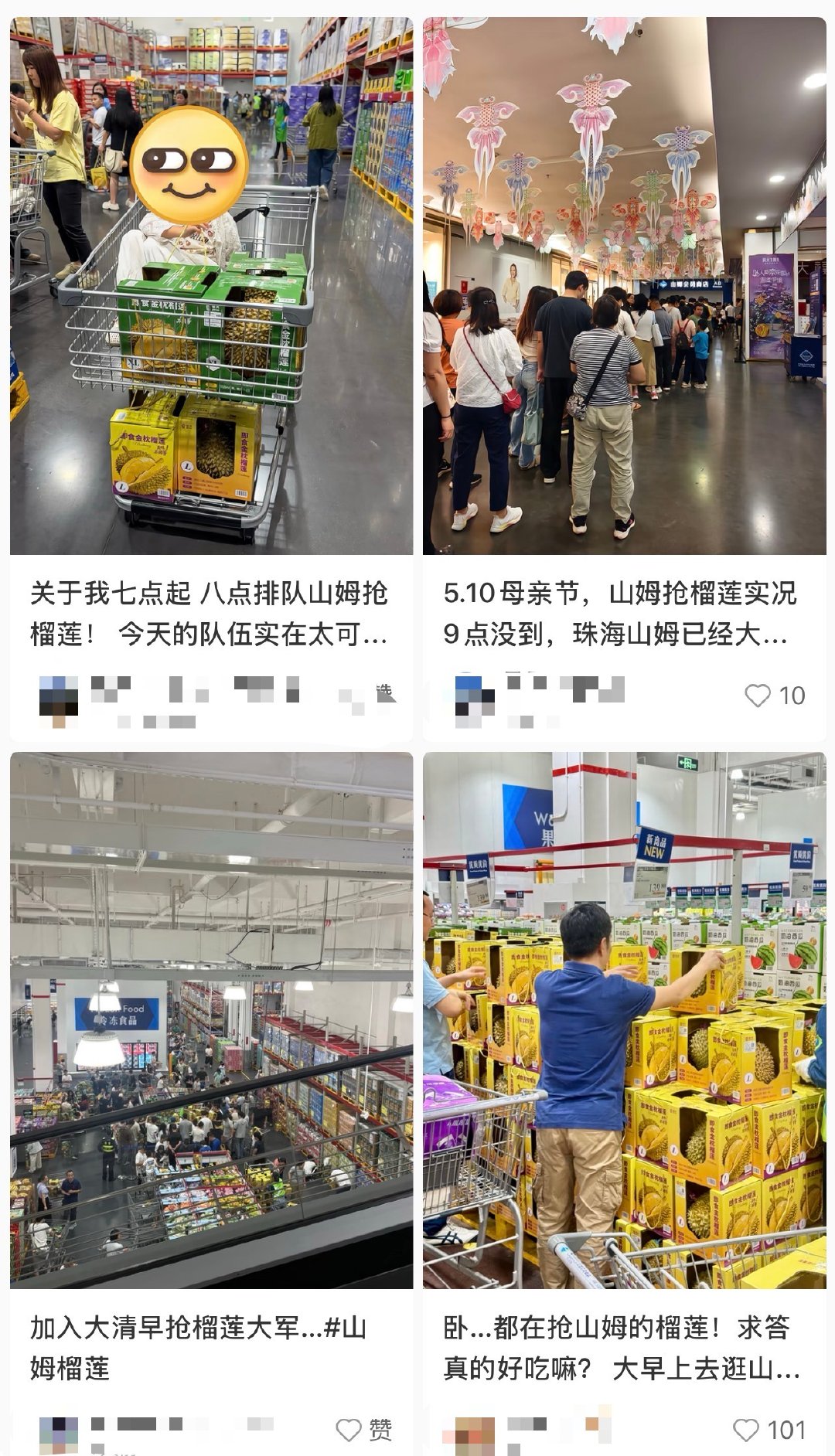 【山姆榴莲被抢购】山姆回应榴莲被抢购 近日，社交媒体上有多名网友反馈深圳、惠州、