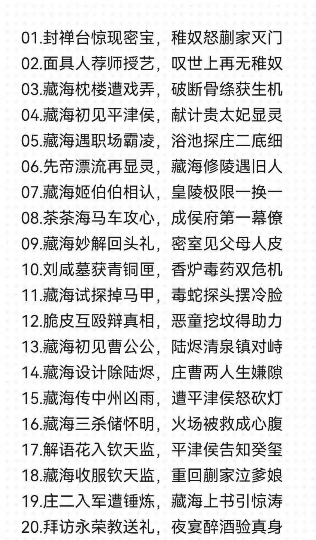 藏海传分集标题目录 都太有才了 我感觉我在看四大名著[笑cry] ​​​