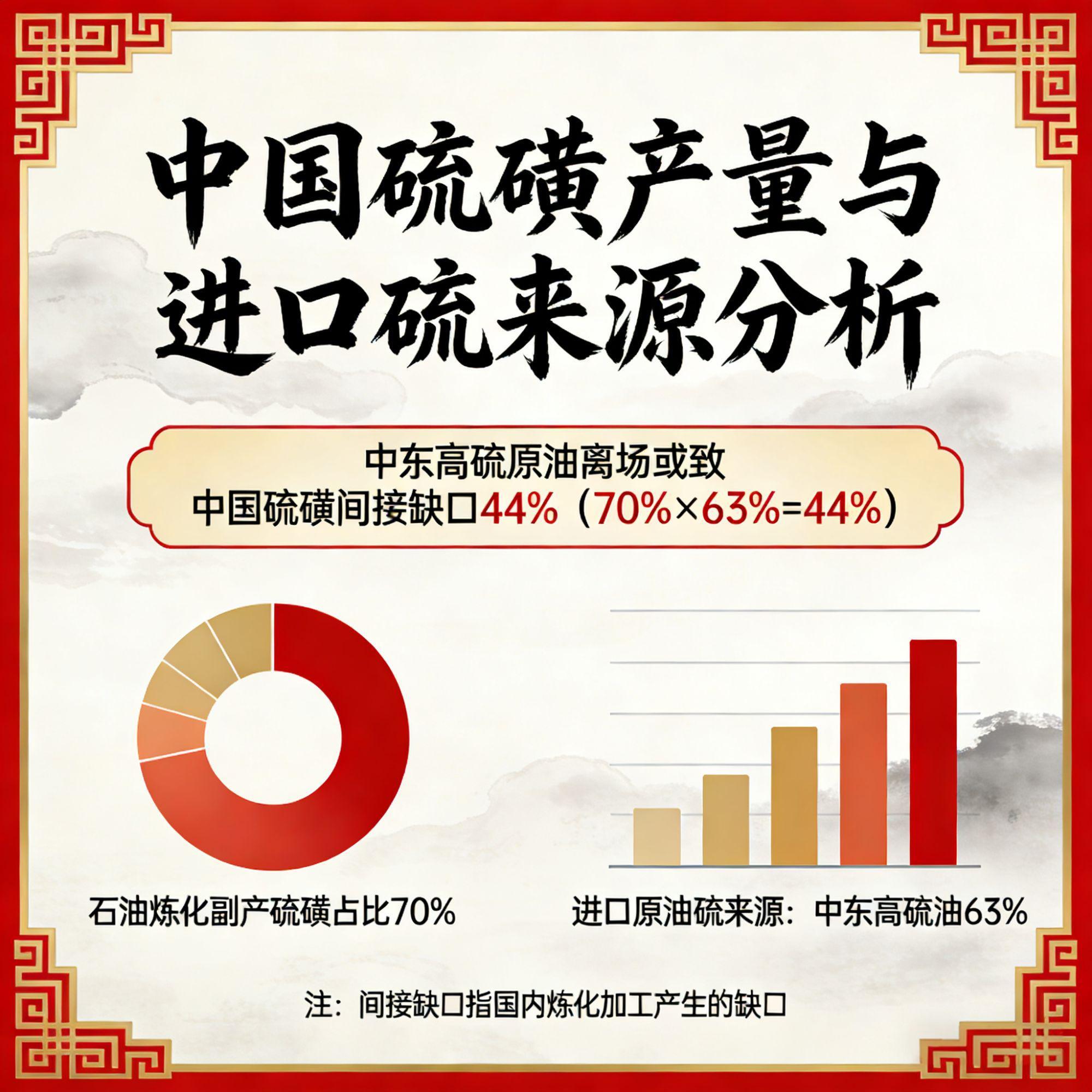 中东高硫原油离场, 理论上可能带来我国硫磺高达44%的硫磺缺口(70%×63%=