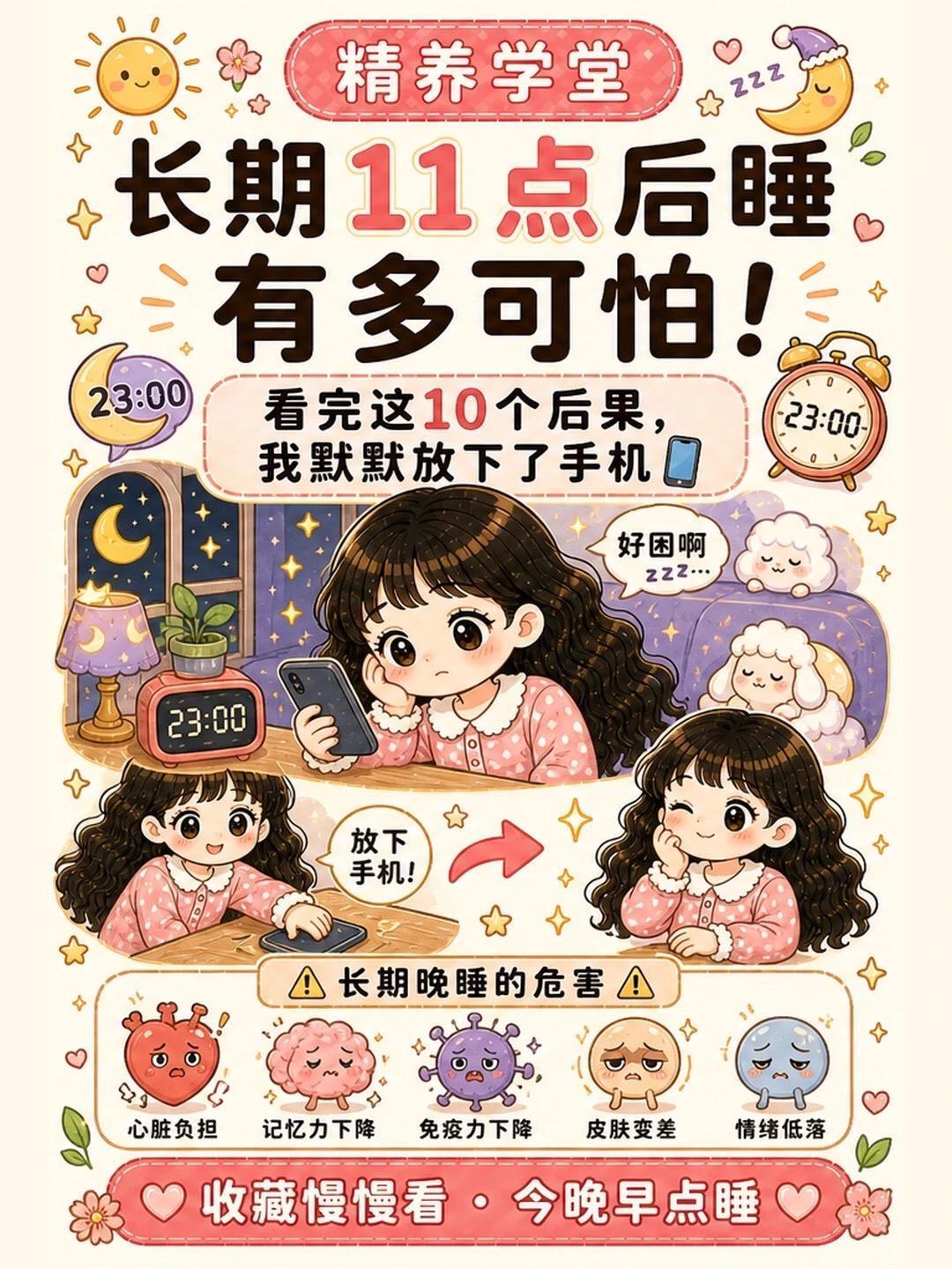 长期11点后睡有多可怕
23点之后入睡，生物钟直接打乱，就算白天补觉，器官修复的