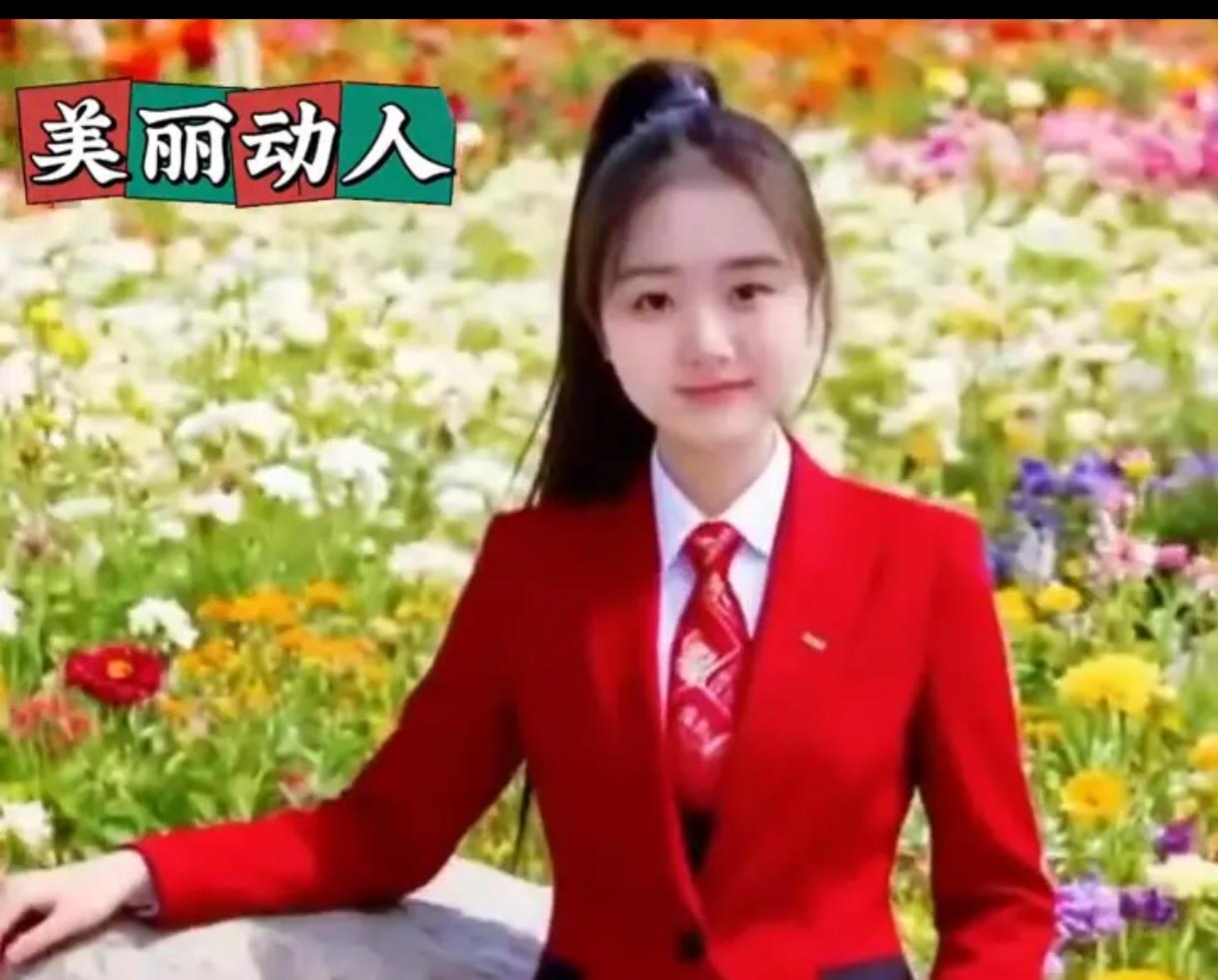 青春洋溢的校园女孩，红衣白衬，花海相伴，绽放美丽动人！🌸
花海少女照