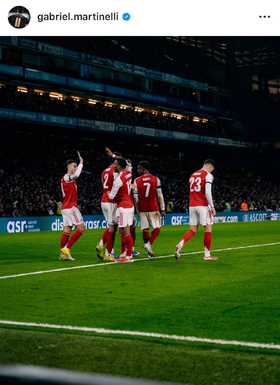 马丁内利ins：“很荣幸代表阿森纳出战250场比赛❤️从第一场比赛到现在，感谢大