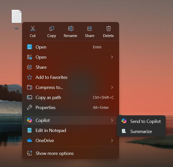 微软正在 Windows 右击菜单中测试 “Copilot”按钮，Copilot