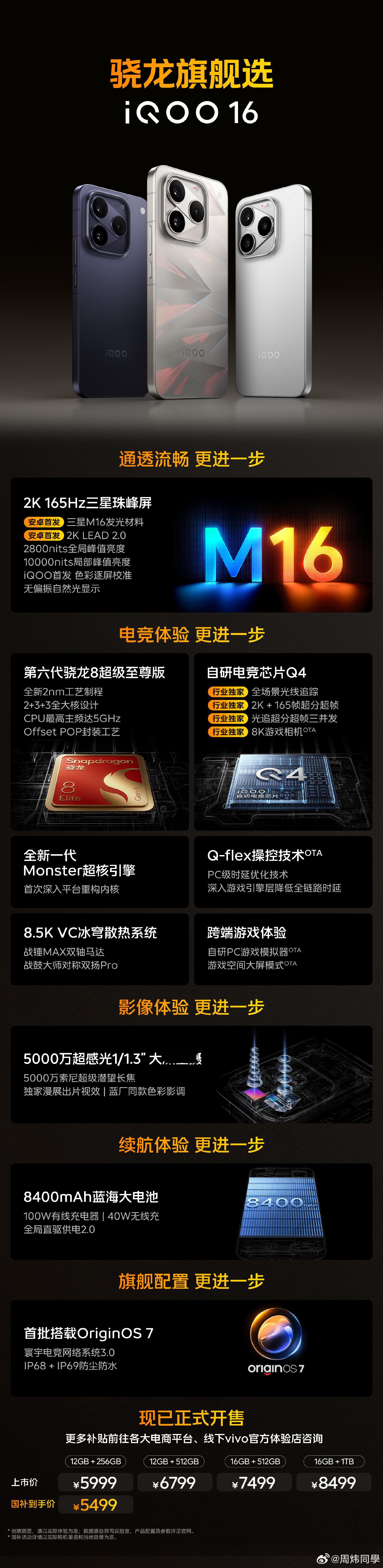 iQOO16骁龙旗舰，一个字：流畅！通透流畅的系统体验，电竞、影像、续航多维进阶