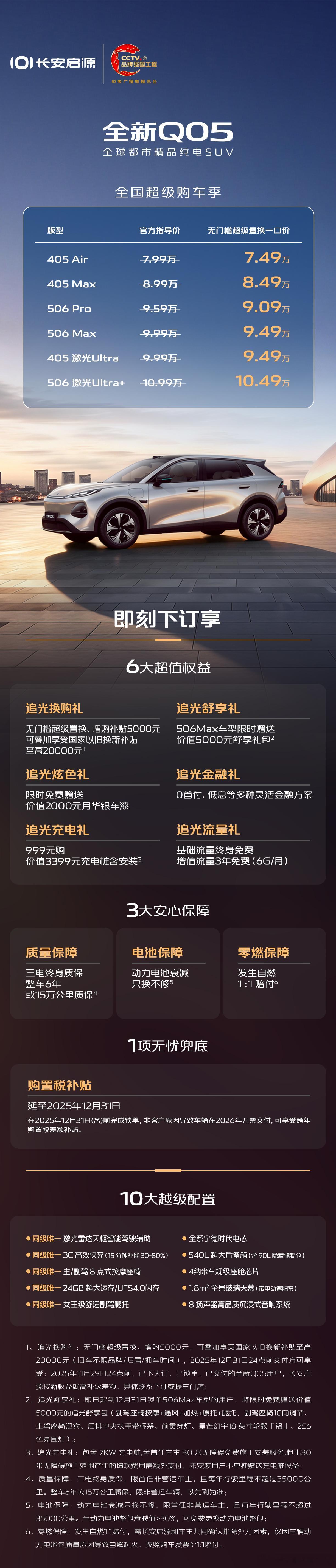 胖哥汽车频道 长安启源全新Q05全国开启购车季，新车置换一口价7.49-10.4