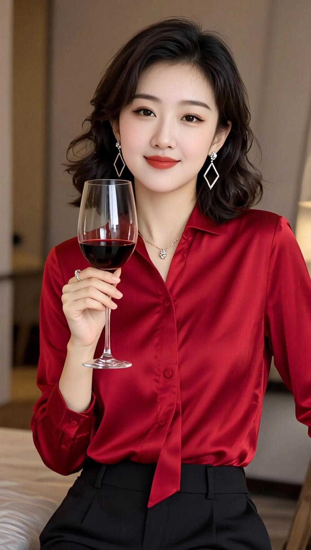 AI酒红缎面写真 抖音ai创作