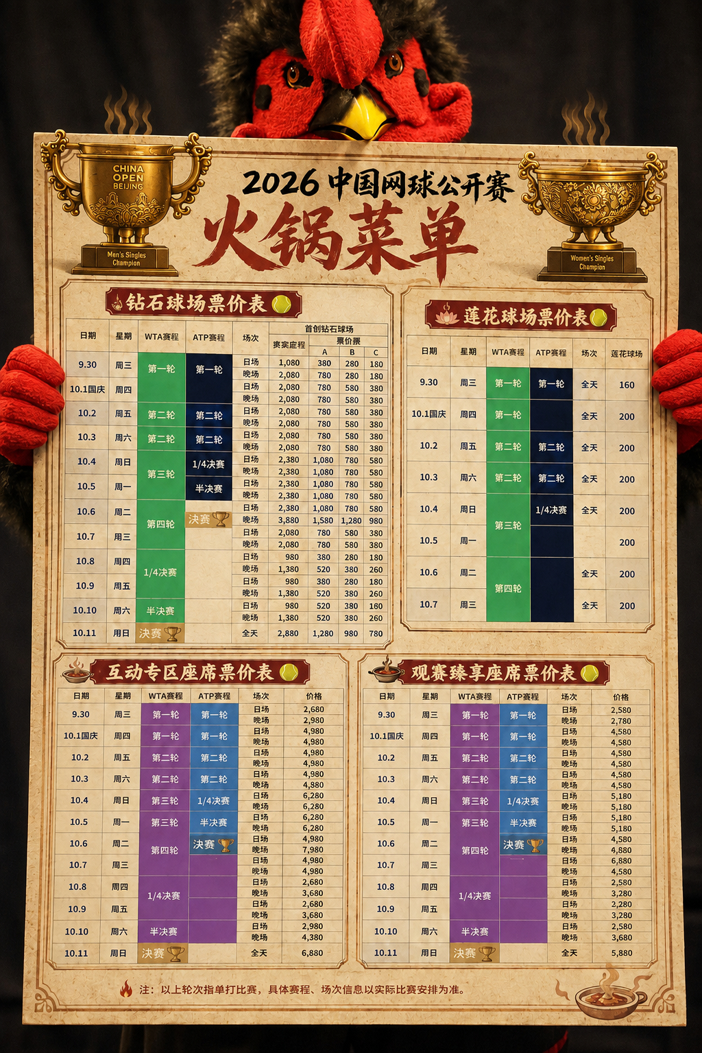 🎾中网开票！各种门票套餐该怎么选？🎾2026大火锅杯网球公开赛今天10点已经