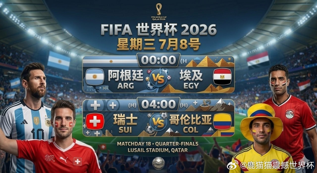 世界杯淘汰赛继续开打，今晚两场焦点大战即将上演！🇦🇷阿根廷vs埃及 🇪🇬