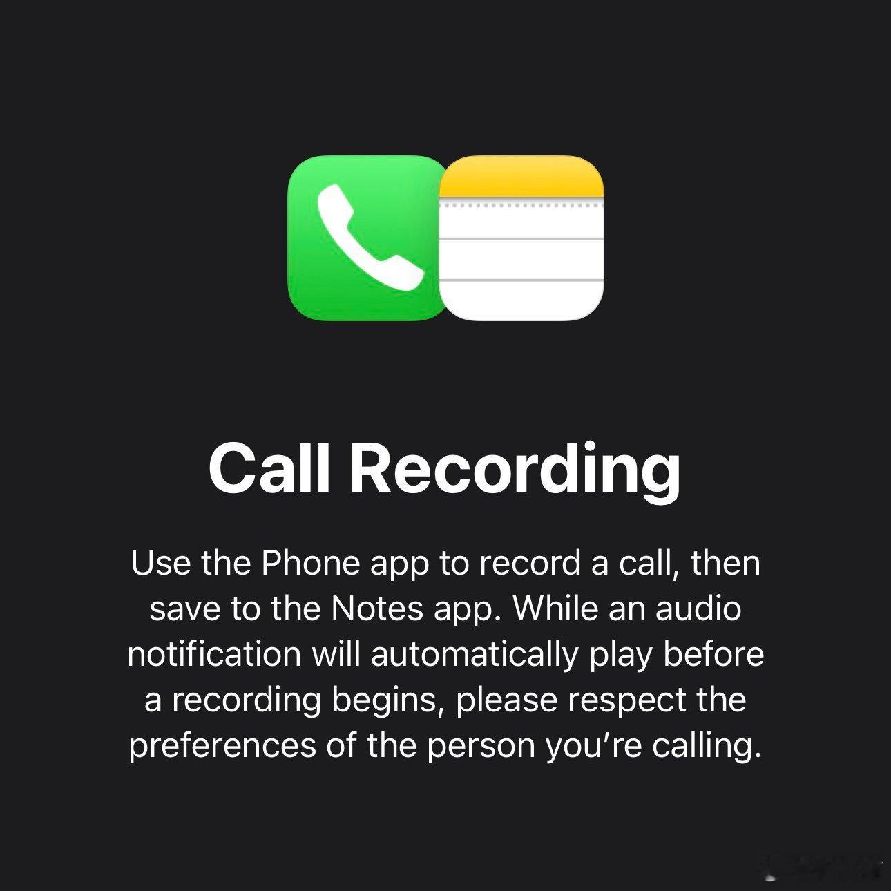 苹果刚刚上线了iOS 18.1Beta，国行版的iPhone「通话录音」功能可以