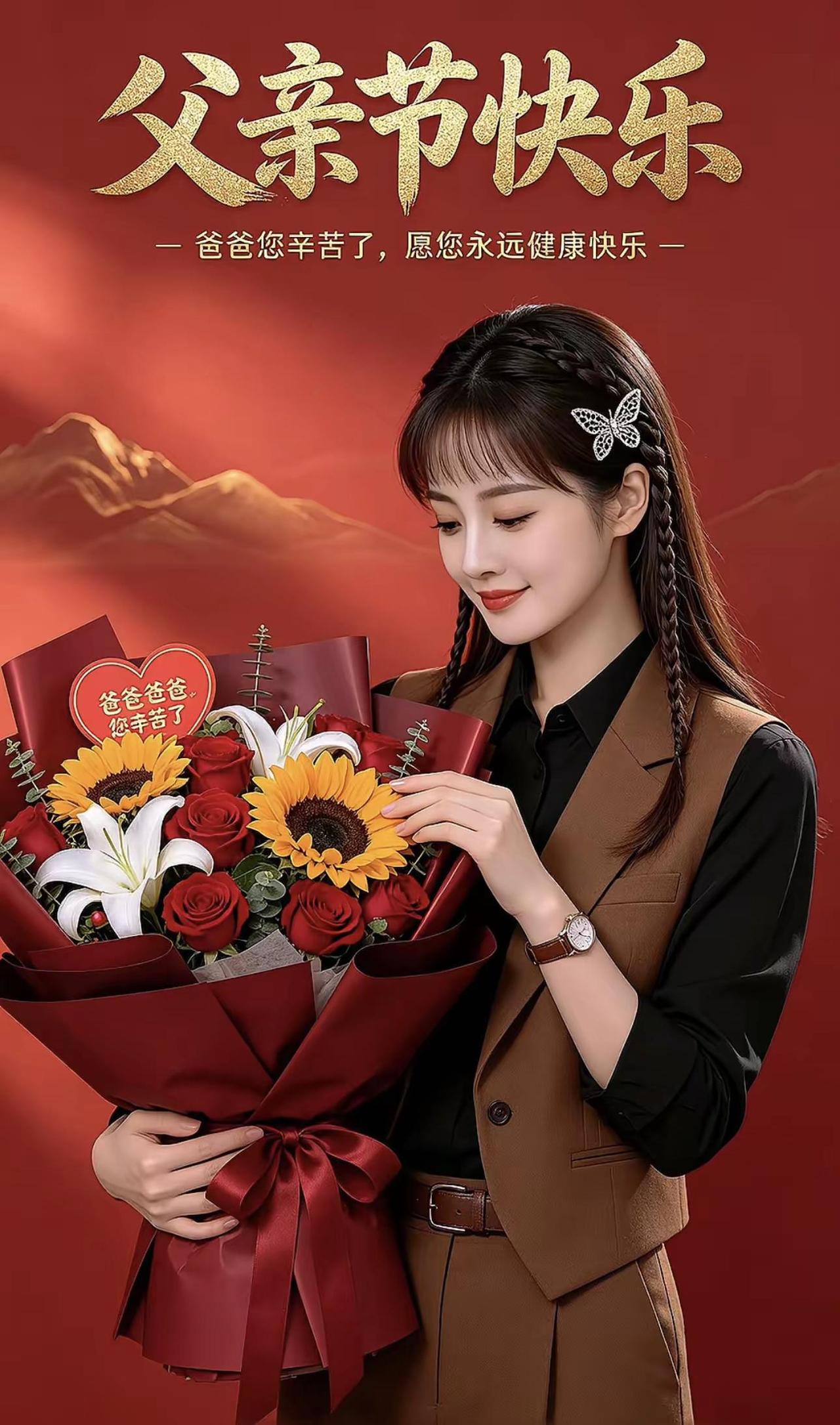 父亲节最美的礼物 父亲节送给爸爸的花束 手捧鲜花送父亲 父亲节创意花束 鲜花献父