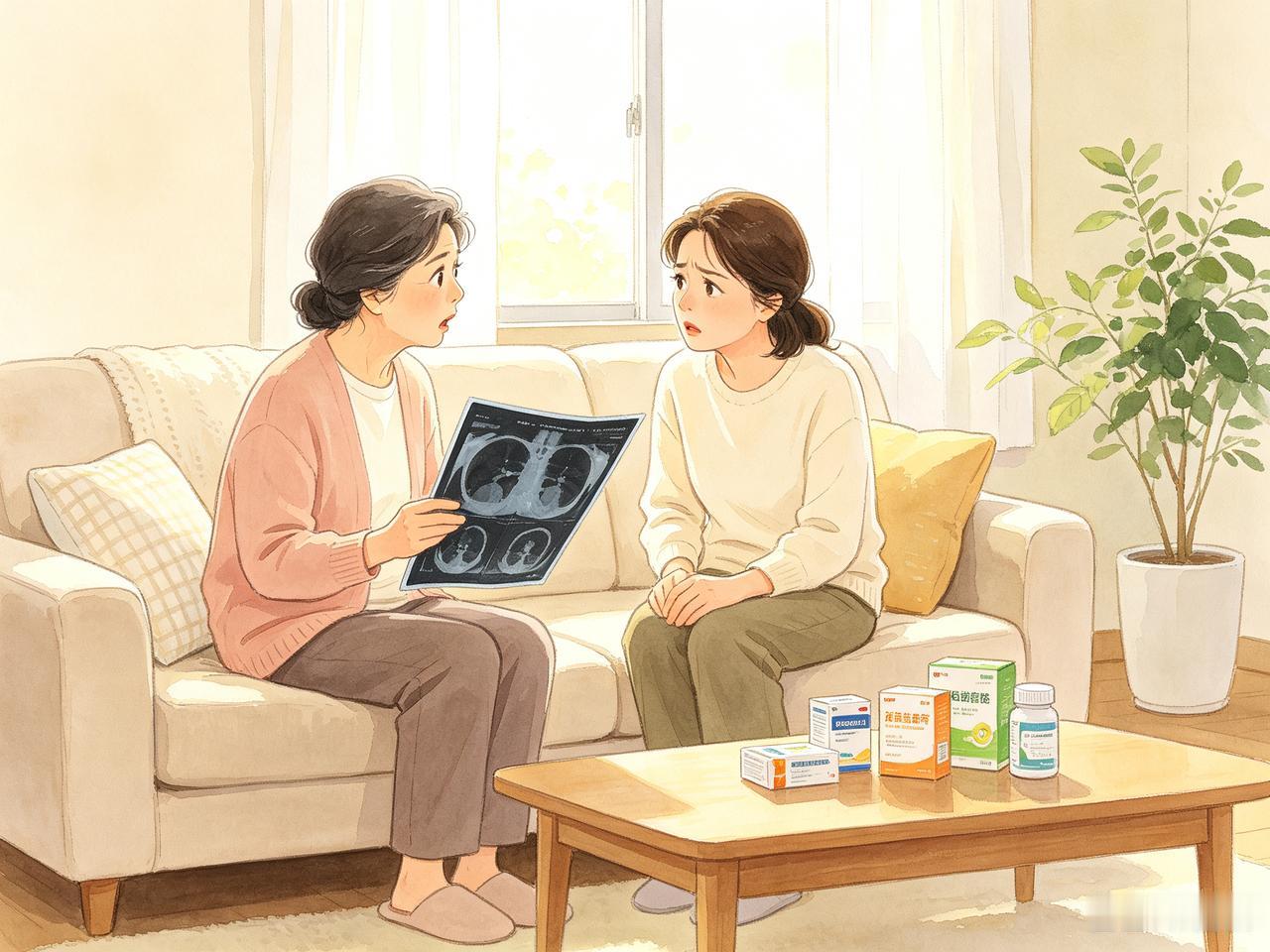 上周日去老公姐姐家闲谈，大姐说起自己的身体情况。之前住院检查，肺里发现六个大小不