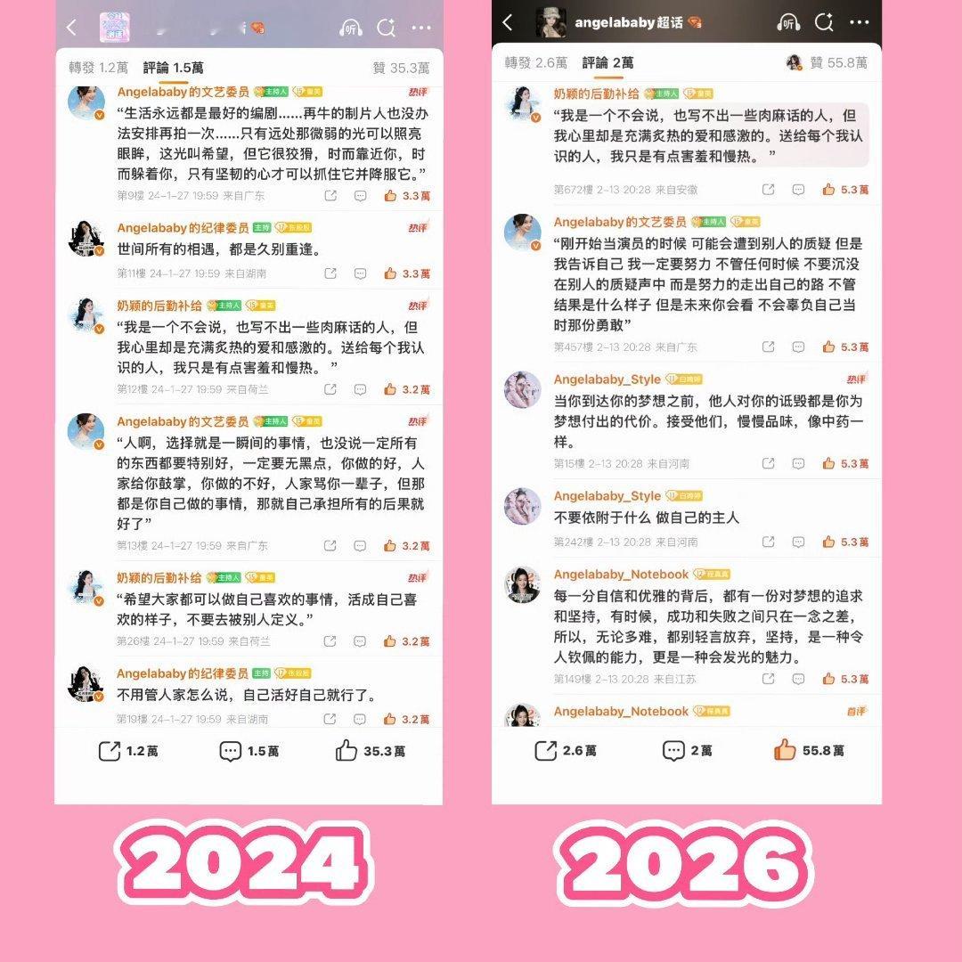 angelababy粉今晚测速是两年前的两倍，鼻粉是真长情，活粉也是真多 