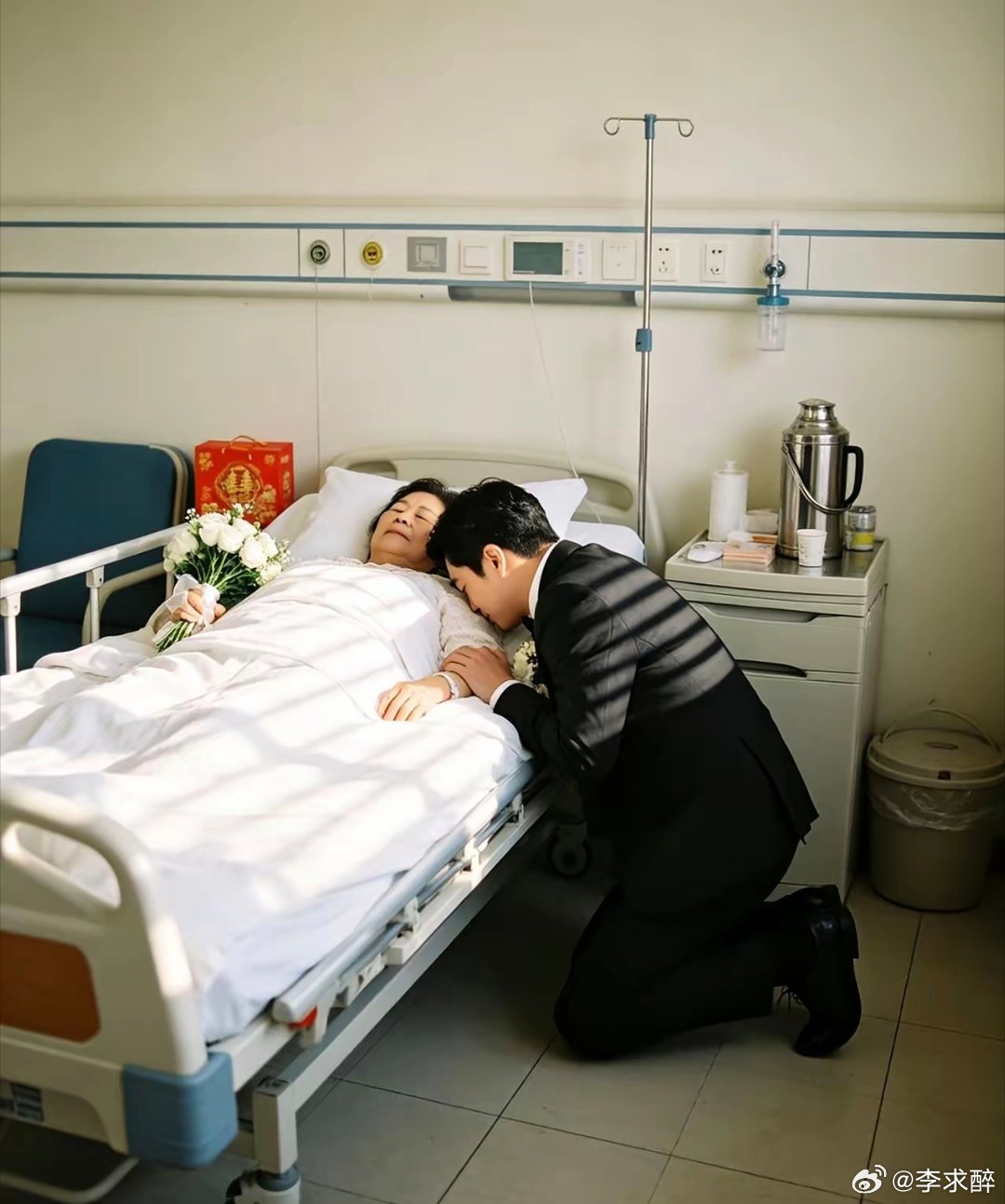 满心酸涩令人动容！河南一位青年迎来大婚之日，清晨精心打理好一身新郎装扮，却没有按