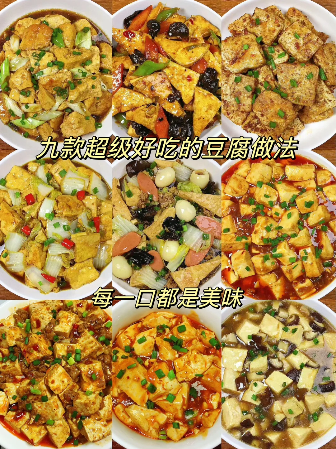 今天给大家分享九款超级好吃的豆腐家常做法，每一口都是美味！喜欢吃豆腐的朋友们记得