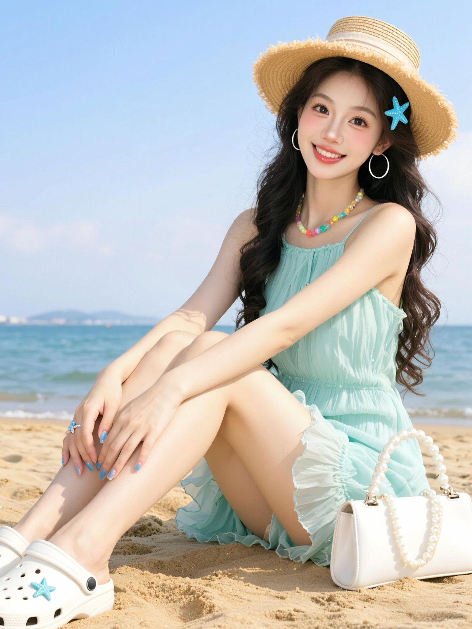 AI海滨甜妹风 海边拍照姿势 海边拍照 写真风格 写真照