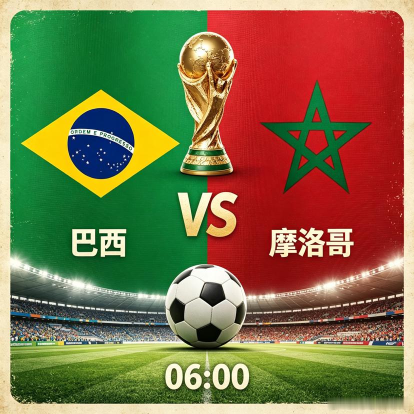 🏆世界杯 C组   （06：00）世界杯 队伍：巴西🇧🇷VS摩洛哥🇲🇦