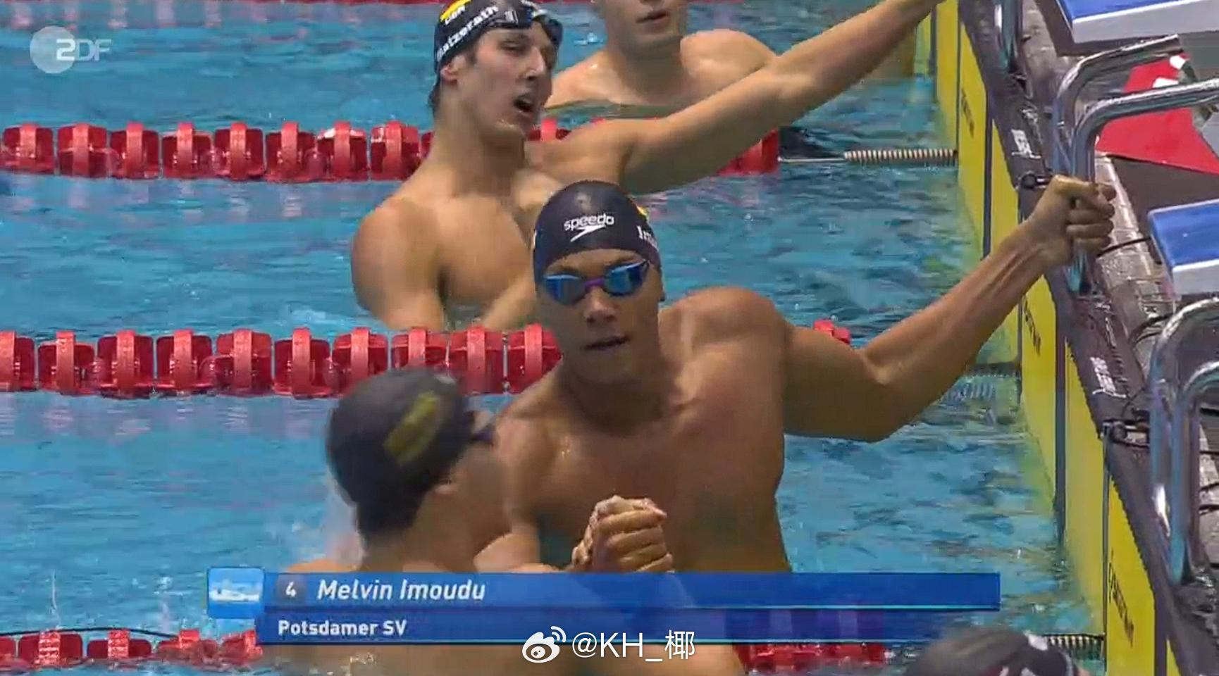 德国游泳锦标赛 男50蛙决赛Melvin Imoudu 26.57 NR 