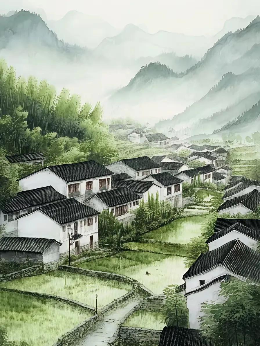 上联:黛瓦白墙藏竹影，
下联:绿水青山展笑颜。