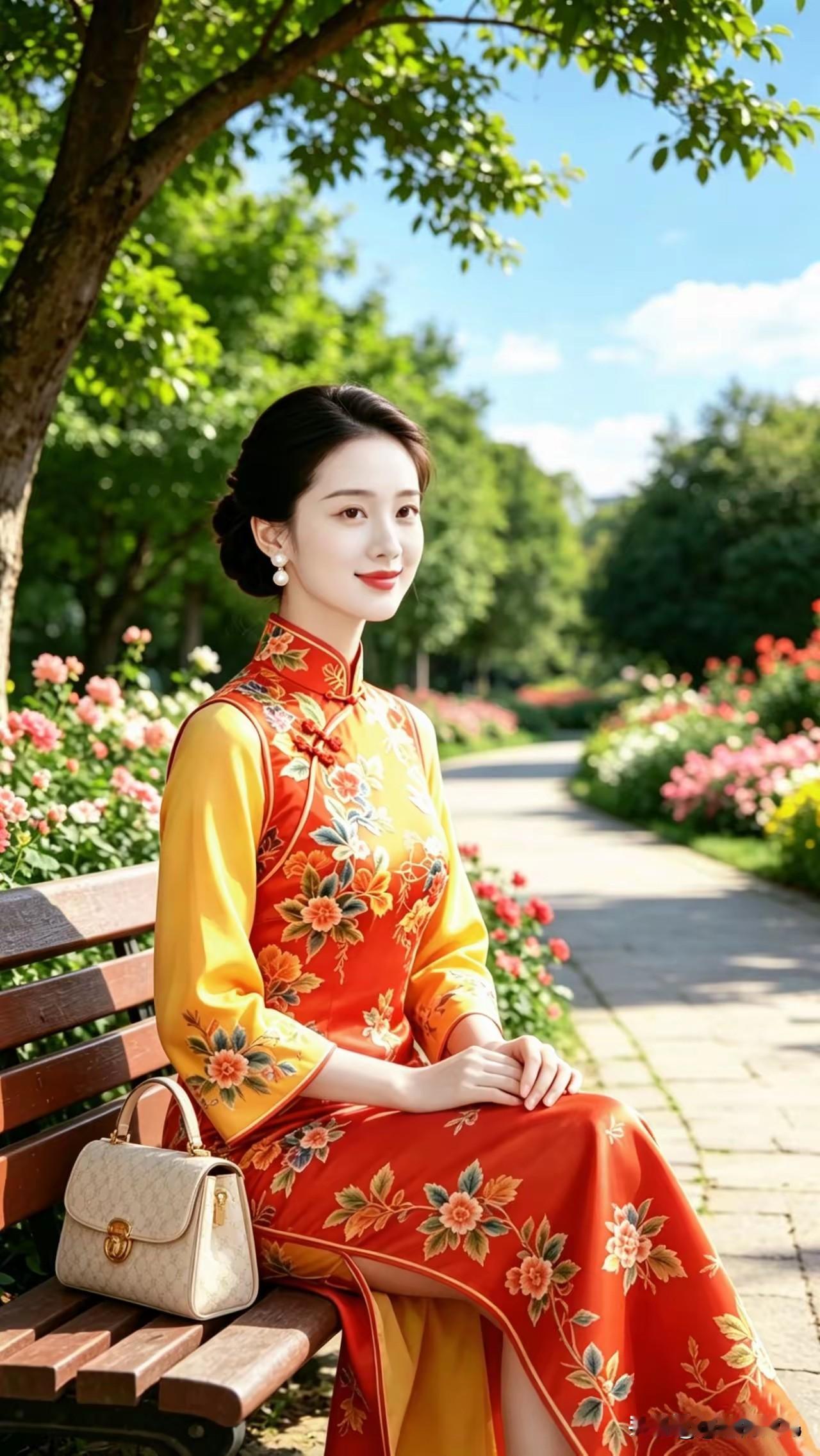 《闲妆自赏》

文/范圣嘉
 
花丛娇美着艳装，
浅调长襟不张扬。
风姿不输闺中