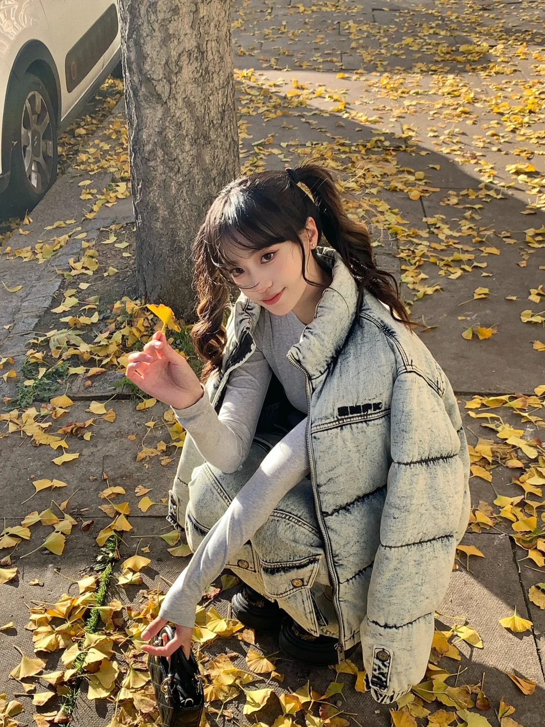 家门口的银杏落了