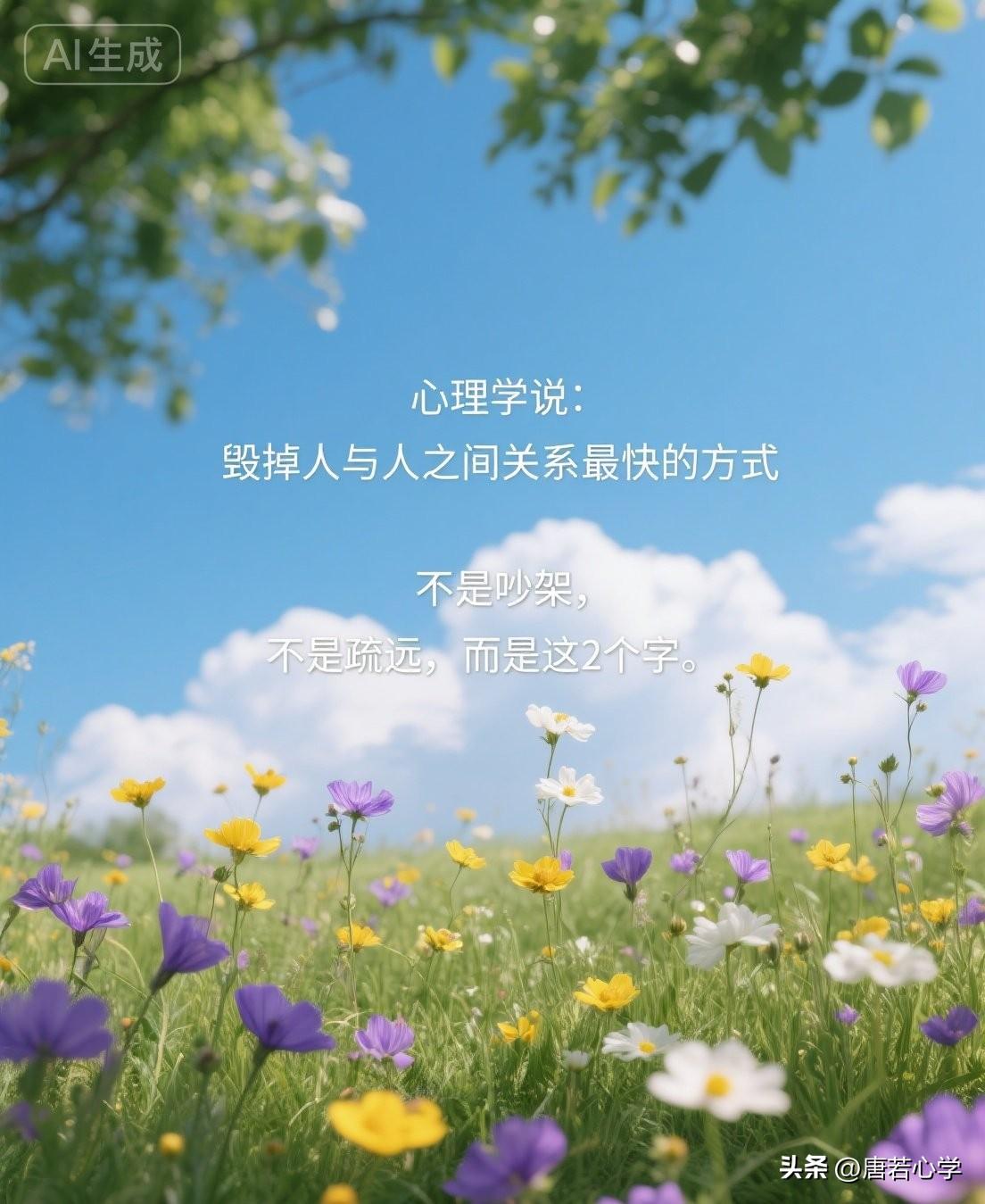 心理学说： 毁掉人与人之间关系最快的方式，不是吵架，不是疏远，而是这2个字，
