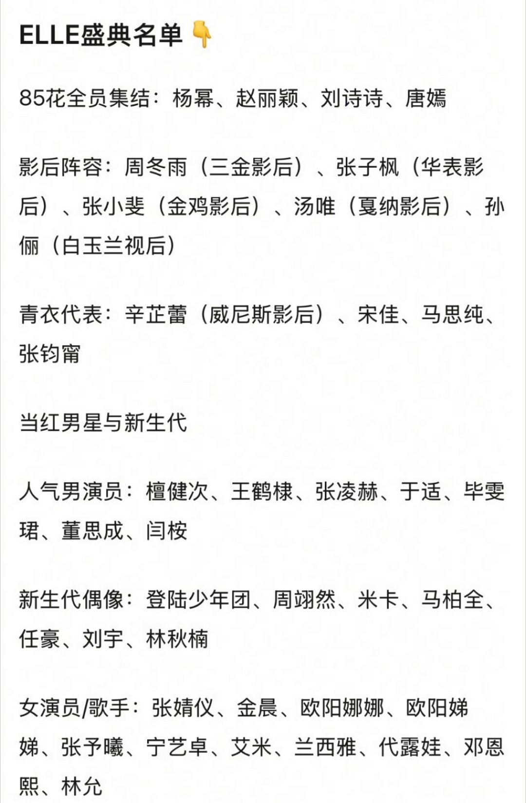 这个阵容瓜好假[泪奔] ELLE盛典阵容官宣 ​​​