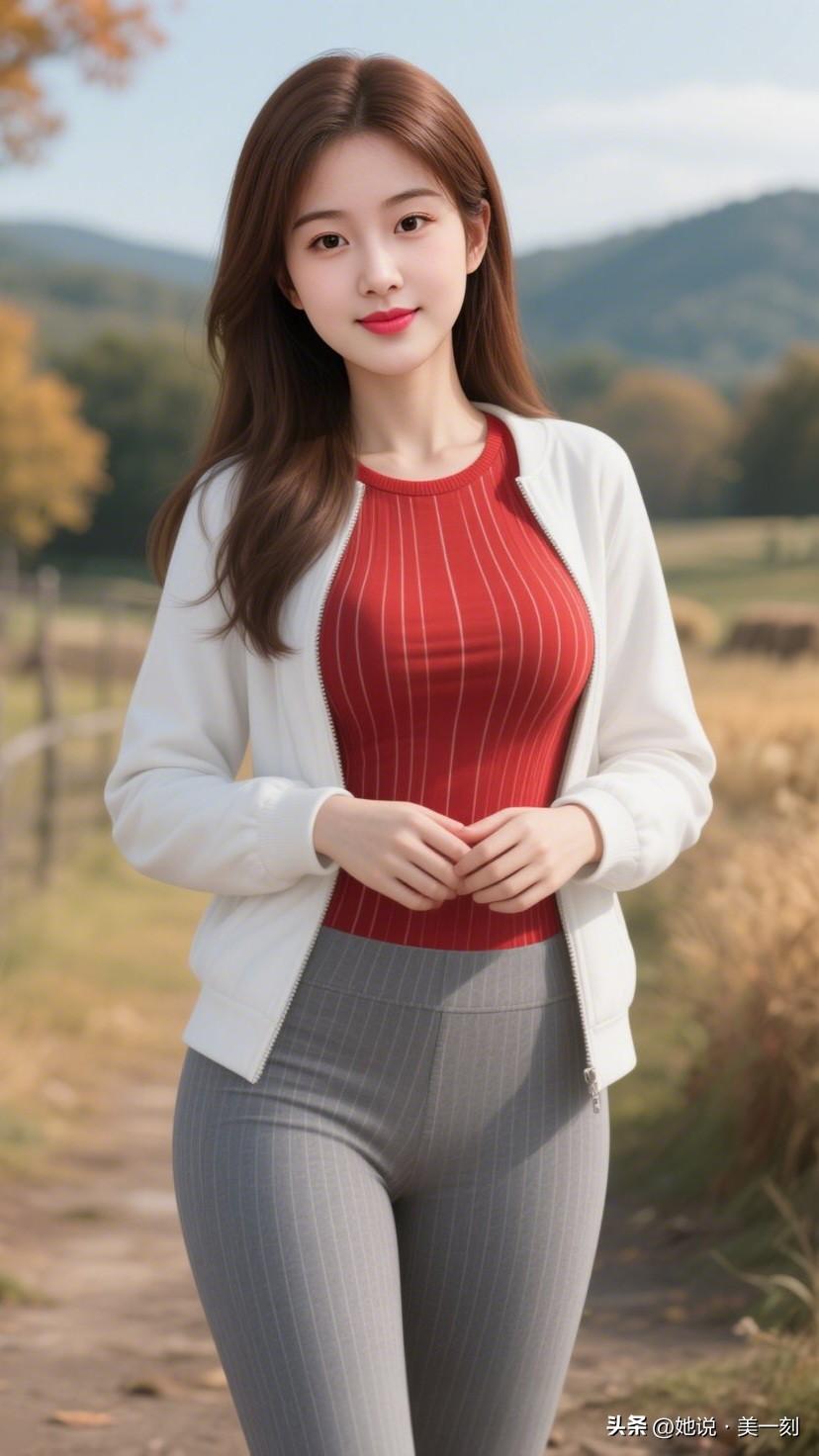 秋日穿搭指南：红白条纹衫+灰色紧身裤，轻松出街！🍂👗👠什么样的女人算自然美