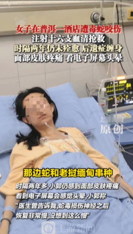 6月7日，东北一女子跟丈夫去云南旅游时，在酒店床上被突然窜出的银环蛇咬伤，便去医