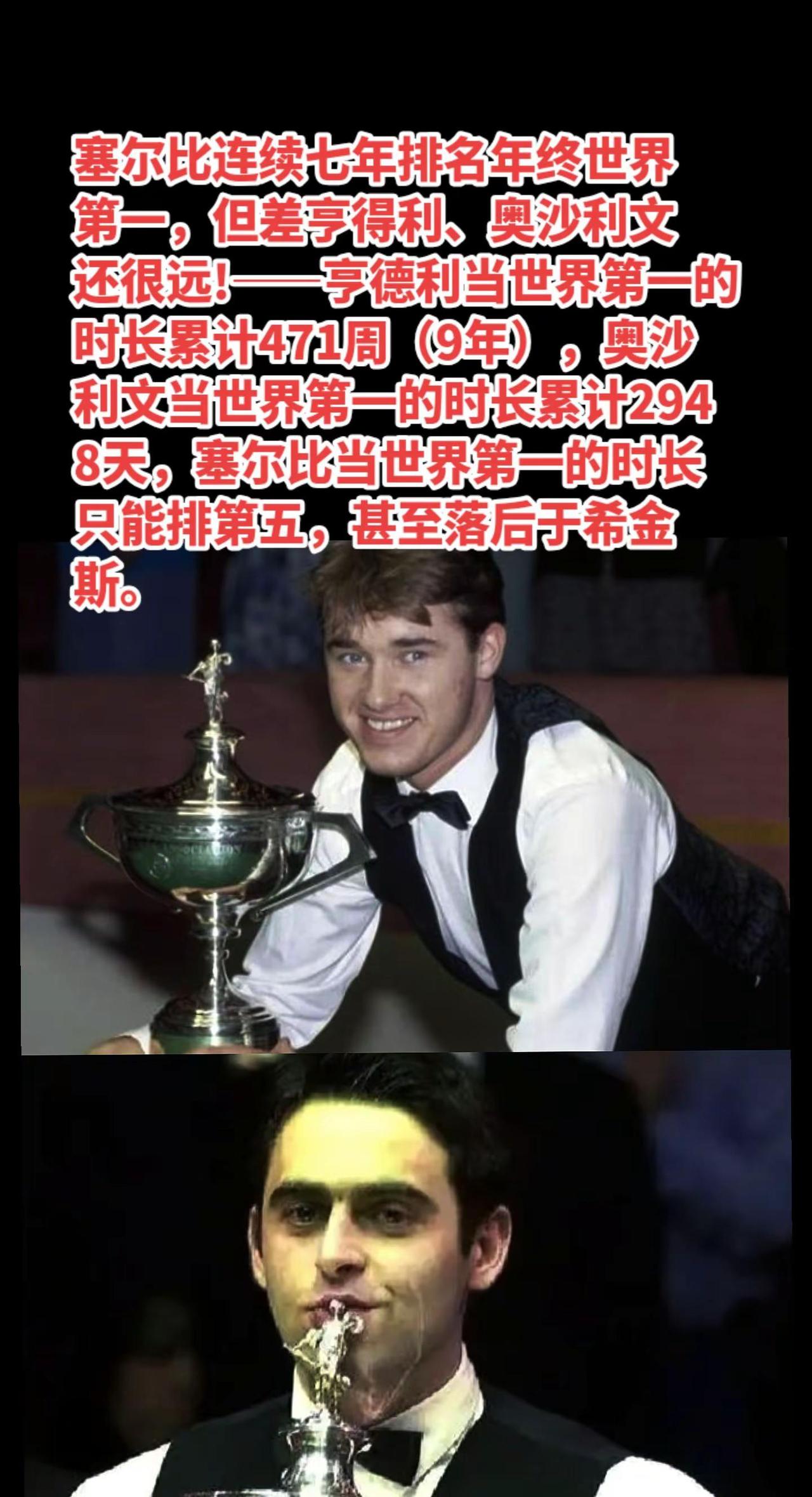 相比塞尔比，亨得利、奥沙利文才是无敌的存。塞尔比