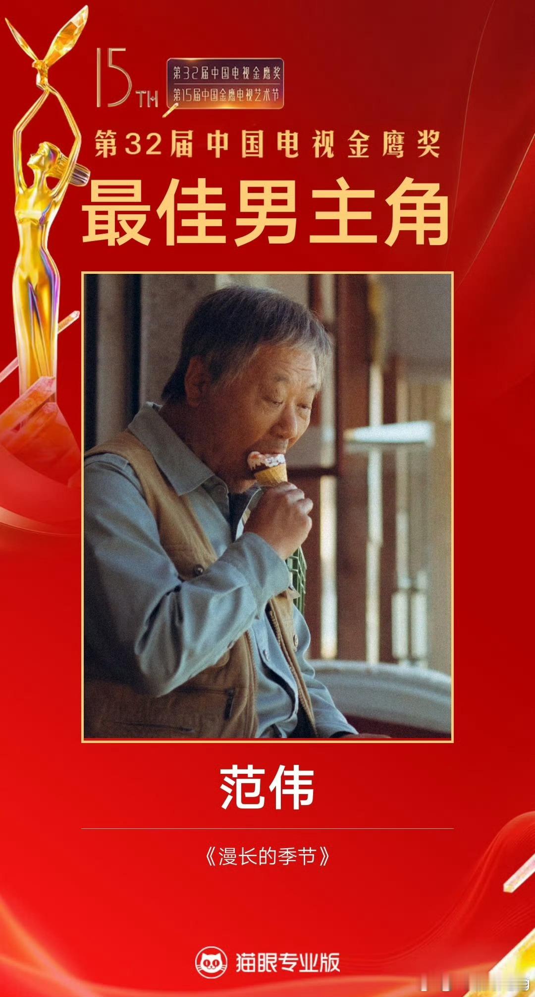 第 32 届中国电视金鹰奖 最佳男主角 ：范伟《漫长的季节》终于[苦涩][苦涩]