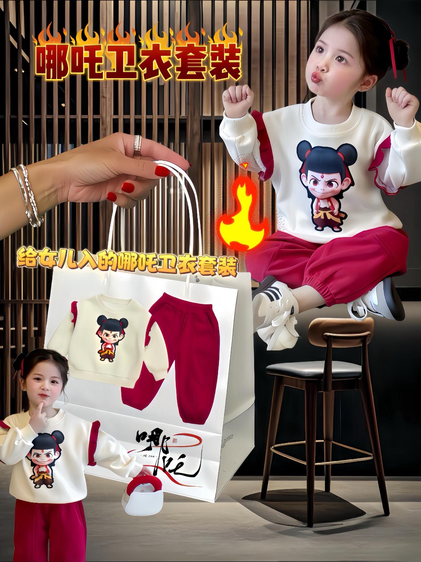 <p>高品质童装 超便宜超划算 开春这样穿清新又有质感 哪吒套装儿童衣...