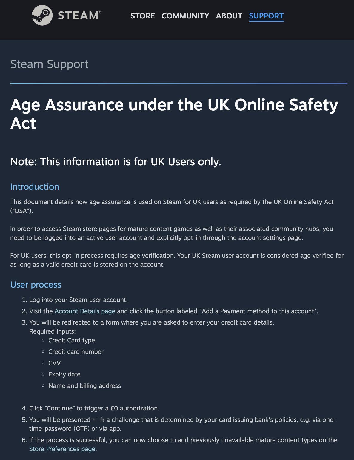 英国 Steam 新规：访问限制级游戏需绑定信用卡

英国游戏玩家最近发现，想在
