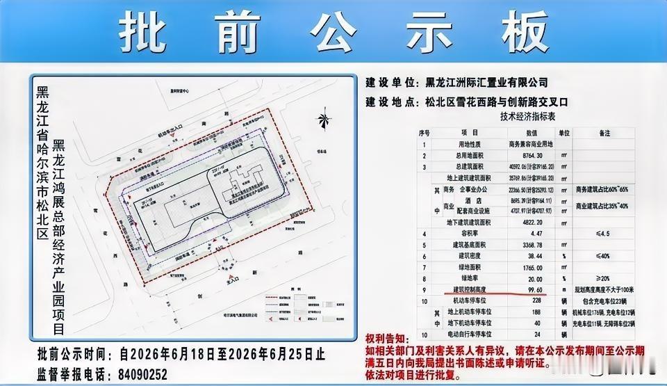 哈尔滨将再建一栋100米高楼，位置就在哈尔滨金融中心雪花广场，这也是雪花广场最后