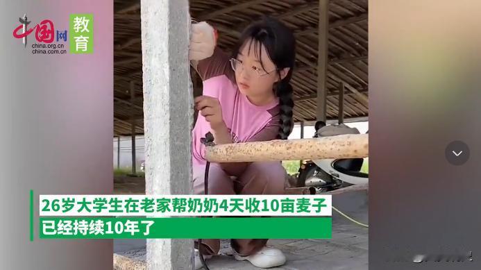 泪目！安徽阜阳，女大学生回老家帮奶奶收割麦子，干着干着却哭了！奶奶以为她累着了，